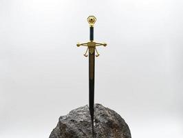 Excalibur, the mythical sword in the stone of King Arthur