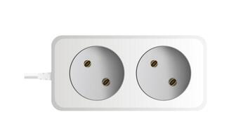 White extension cord with three outlets. Portable power socket. Realistic style Vector. vector