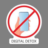 Crossed out hand icon with a phone. The concept of banning devices, device free zone, digital detox. Blank for sticker. Isolated. Vector. vector