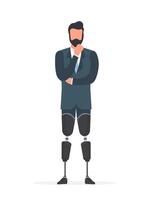 A man with prosthetic legs. A man with no legs. Isolated, . vector