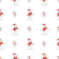 Seamless pattern with a snowman in a red hat and scarf. Suitable for postcards, books and posters. vector