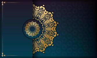 Blue gradient banner with indian gold pattern for design under your logo or text vector