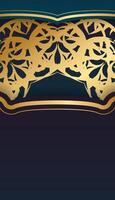 Blue gradient banner with Greek gold ornaments and place under your text vector