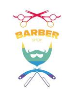 Barber shop logo with scissors and beard vector