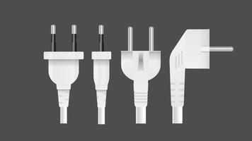 Set of Plugs for sockets in 3D. The plug for the outlet is insulated. Realistic vector. vector