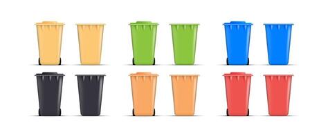 Multi-colored trash cans. Set of realistic trash containers. Isolated. Vector. vector