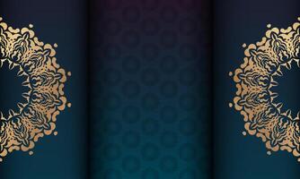 Blue gradient banner with greek gold pattern for design under your logo or text vector
