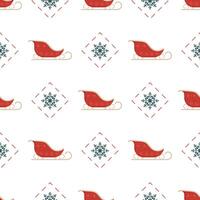 Seamless pattern with red santa sleds. Suitable for postcards, backgrounds, books and posters. Vector