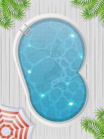 Round pool top view. Summer banner. Vector illustration.