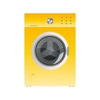 Yellow washing machine isolated on a white background. Realistic vector washing machine.