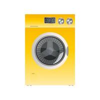 Yellow washing machine isolated on a white background. Realistic vector washing machine.