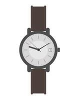 Wristwatch with a white dial and a brown strap. Wristwatch in a flat style. Isolated. Vector. vector