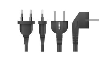 Set of Plugs for sockets in 3D. The plug for the outlet is insulated. Realistic vector. vector