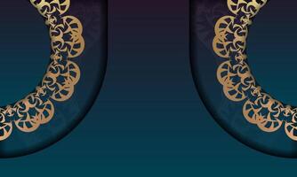 Two gold and blue ornate designs on a blue background vector