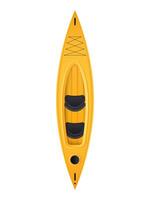 Vista superior de kayak doble amarillo. para el diseño de kayak y remo. en un estilo realista, aislado. vector. vector