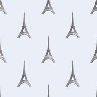 Seamless pattern with the Eiffile Tower. Suitable for backgrounds, postcards, and wrapping paper. Vector. vector