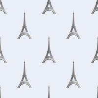 Seamless pattern with the Eiffile Tower. Suitable for backgrounds, postcards, and wrapping paper. Vector. vector