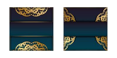 Brochure template with gradient blue color with Indian gold pattern for your congratulations. vector