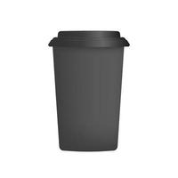 Black plastic cup for coffee in 3d. Paper coffee cup vector. Isolated. vector