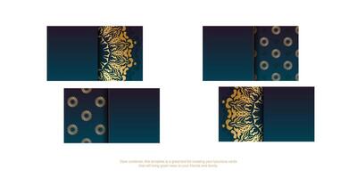 Four different designs of gold and blue patterns vector