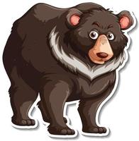 Asian black bear animal cartoon sticker vector