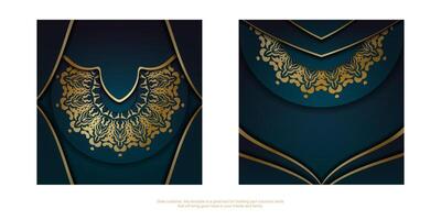 Two banners with gold and blue designs vector