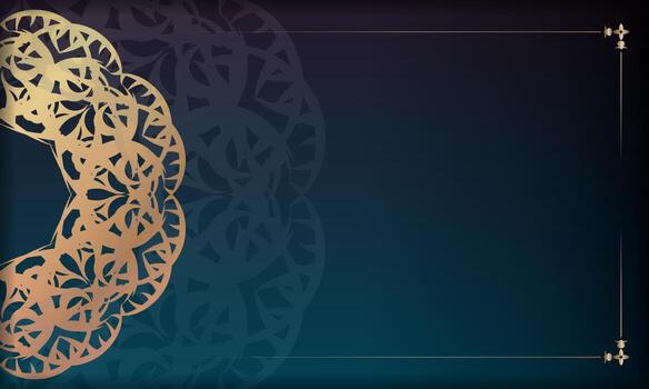 Blue gradient banner with abstract gold pattern and place for text vector