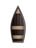 Wooden boat top view. For kayaking and rowing design. illustration isolated on white background. Realistic style. vector