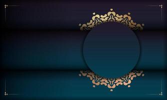 A blue background with gold ornament vector