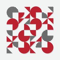 Póster de arte minimalista de geometría con forma y figura simples. diseño de patrón de vector abstracto en estilo escandinavo para banner web, presentación de negocios, paquete de marca, en blanco y rojo