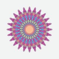 Round gradient mandala on white isolated background. Vector boho mandala in vintage colors. Mandala with floral patterns. Yoga template