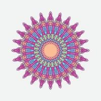 Round gradient mandala on white isolated background. Vector boho mandala in vintage colors. Mandala with floral patterns. Yoga template