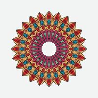 Round gradient mandala on white isolated background. Vector boho mandala in african colors. Mandala with floral patterns. Yoga template