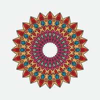 Round gradient mandala on white isolated background. Vector boho mandala in african colors. Mandala with floral patterns. Yoga template