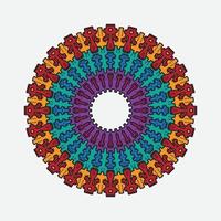 Round gradient mandala on white isolated background. Vector boho mandala in pop art colors. Mandala with floral patterns. Yoga template