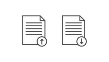 Document upload and download icon line vector design