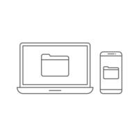 Laptop and smartphone folder icon line vector design