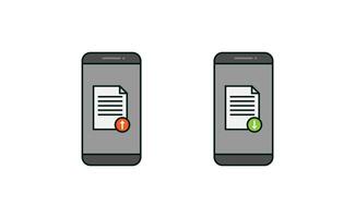 Smartphone and document upload download icon vector design