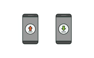 Smartphone and upload download icon vector design