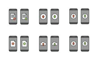 Smartphone, upload and download icon vector design, cloud, document, arrow upload and download vector icon set