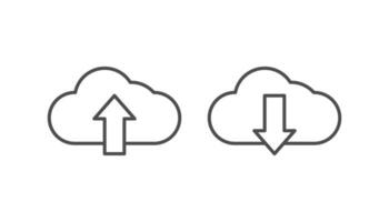 Upload and download icon line vector design, cloud and arrow upload and download icon