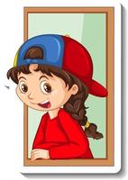 A girl looking out window cartoon character vector