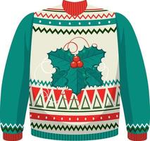 Christmas sweater with christmas berries pattern vector