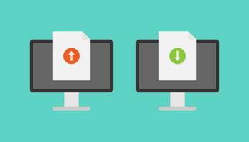 Computer and document upload download vector design
