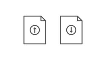 Document upload and download icon line vector design