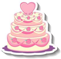 pastel de bodas dulce en estilo de dibujos animados vector
