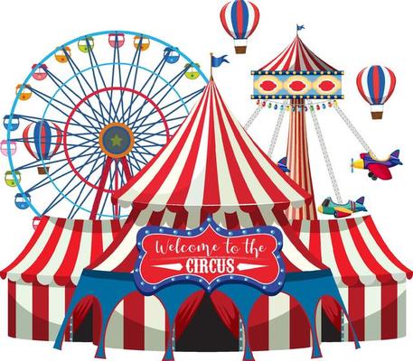 Circus dome at amusement park on white background