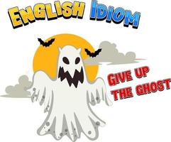 English idiom with picture description for give up the ghost vector