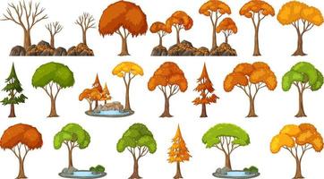 Set of four seasons trees on white background vector