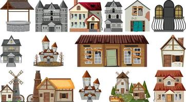 Set of abandoned houses and buildings vector